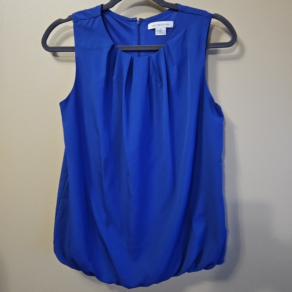 Liz Claiborne Women's Size S Sleeveless Blue Business Casual Top Blouse